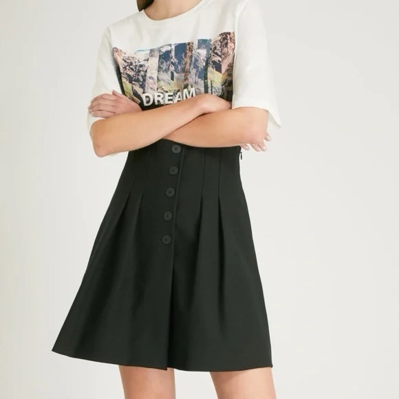 Maje Jioma Pleated Flared ALine Mini Skirt Black Size 38 - Picture 3 of 14